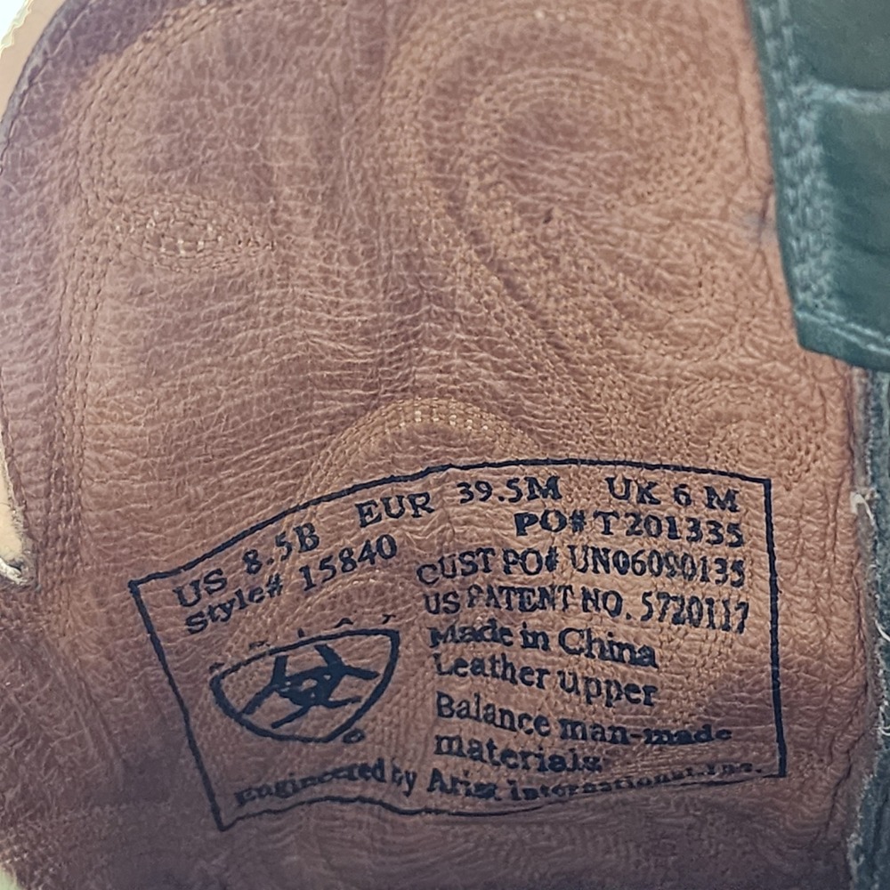 Ariat Legend Western Cowboy Boots Women 8.5B Brown Mint Green Leather Square Toe - Picture 7 of 7
